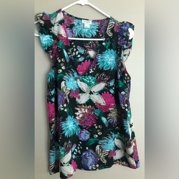 J. Crew Tops - J CREW Colorful Cap Sleeve Blouse  Size 6